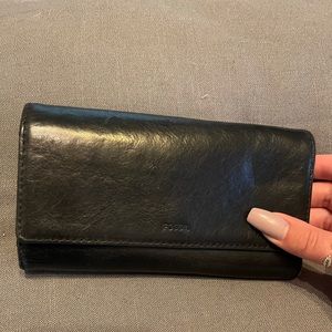 Fossil Trifold Wallet - Emma Flap CLTH Black